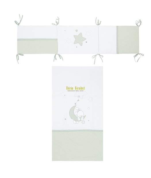 edredo + protector cuna, lluna menta bimbi