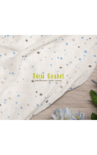 muselina estrellitas azul-gris de kiok