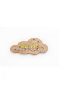 placa nuvol de fusta natural amb nom