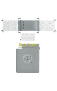 funda n�rdica cuna + relleno + protector col. lle� gris