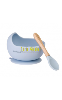 bol de silicona blau + cullera