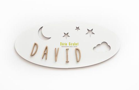 placa mod. nit de fusta blanca amb nom