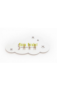 placa nuvol de fusta blanca amb nom