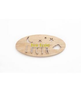 placa mod. nit de fusta natural amb nom