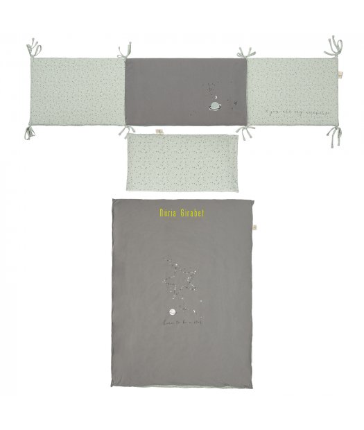 funda nordica+ relleno + protector col. planet menta 120x150 cm