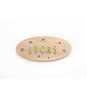 placa mod. estrelles de fusta natural amb nom