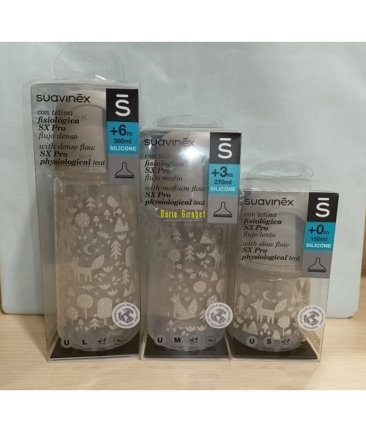 lot 3 biberons de suavinex col. fox