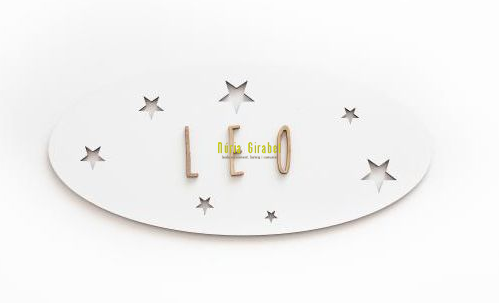 placa mod. estrelles fusta blanca amb nom