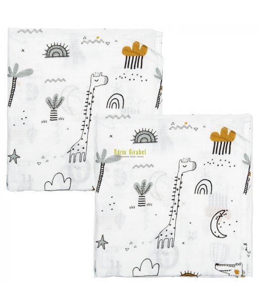 pack 2 muselines per cuco (animals mostassa)