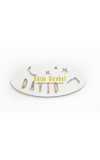 placa mod. nit de fusta blanca amb nom