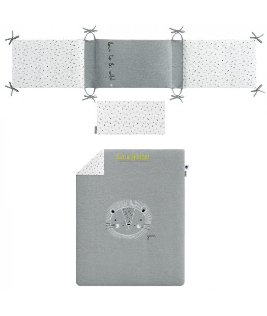 funda n�rdica cuna + relleno + protector col. lle� gris