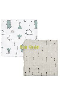 pack de 2u gassetes muselines pel cuco dinos-fletxes