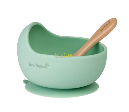 bol de silicona menta + cullera