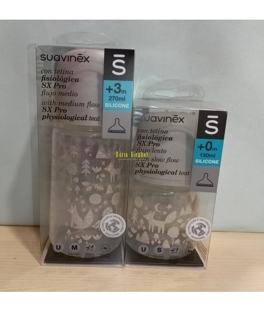 lot 2 biberons suavinex col. fox