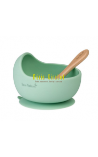 bol de silicona menta + cullera