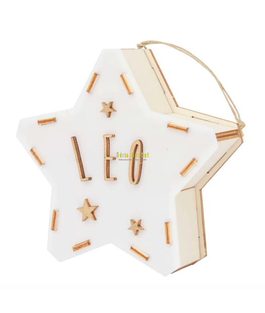 lampareta mini estrella de fusta amb nom