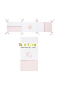 edredo + protector cuna, lluna rosa de bimbi