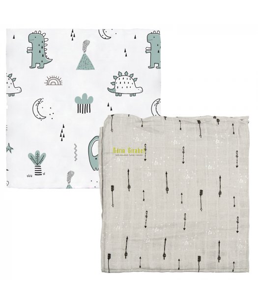 pack de 2u gassetes muselines pel cuco dinos-fletxes